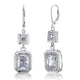 4 Carat Emerald Cut Simulated Diamond 925 Sterling Silver Dangle Earrings