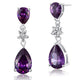3.5 Carat Purple Pear Cut Simulated Sapphire 925 Sterling Silver Dangle Earrings