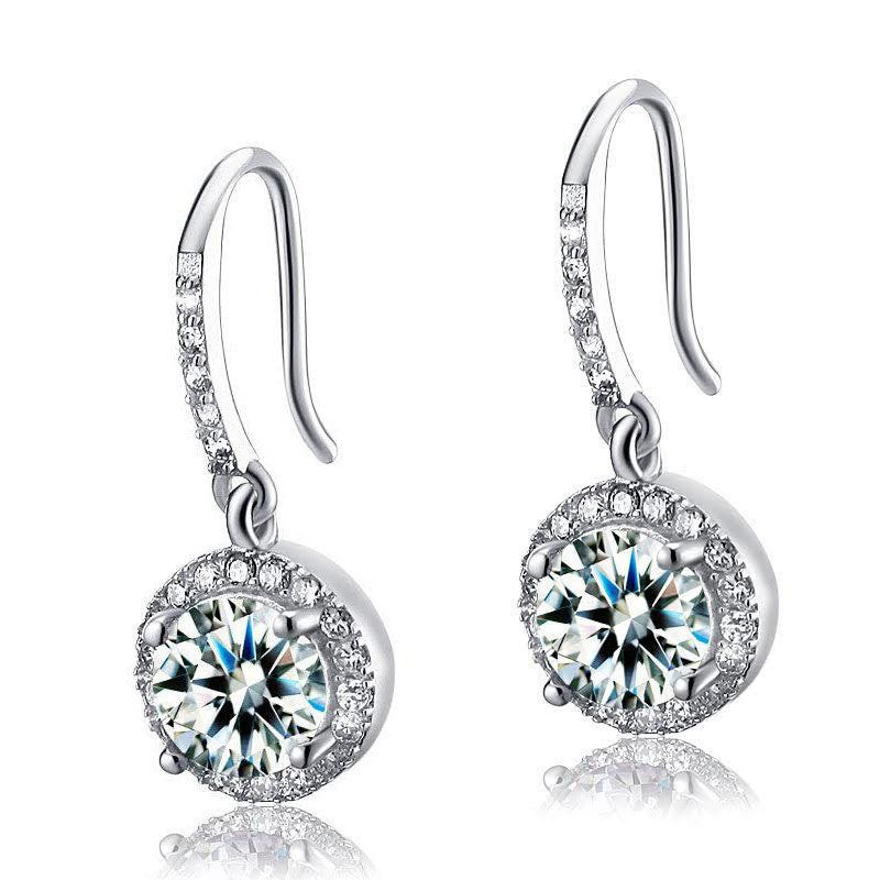 1.5 Carat Simulated Diamond 925 Sterling Silver Dangle Earrings - View 4 | SelinJewels
