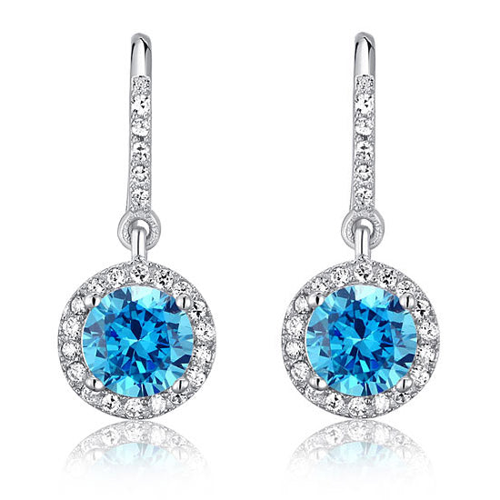 1.5 Carat Simulated Blue Topaz 925 Sterling Silver Dangle Earrings - View 3 | SelinJewels