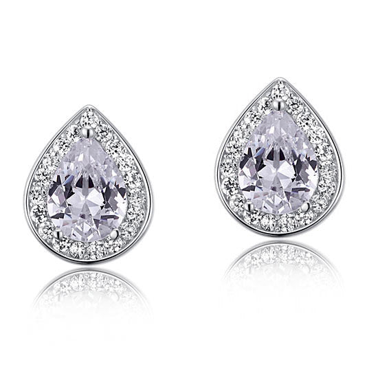 1 Carat Pear Cut Simulated Diamond 925 Sterling Silver Stud Earrings - View 3 | SelinJewels