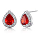 1 Carat Pear Cut Red Simulated Ruby 925 Sterling Silver Stud Earrings