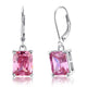 4 Carat Pink Simulated Sapphire 925 Sterling Silver Dangle Earrings