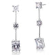 4 Carat Emerald Cut Simulated Diamond 925 Sterling Silver Dangle Earrings