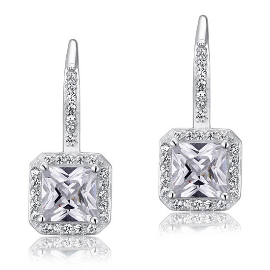 1.5 Carat Simulated Diamond 925 Sterling Silver Dangle Earrings - View 2 | SelinJewels