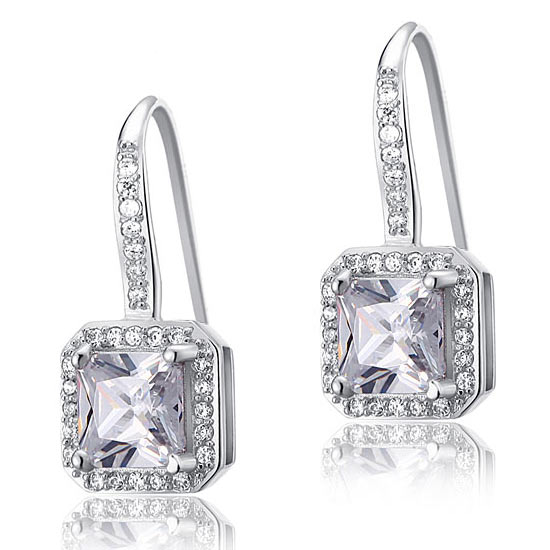 1.5 Carat Simulated Diamond 925 Sterling Silver Dangle Earrings - View 5 | SelinJewels