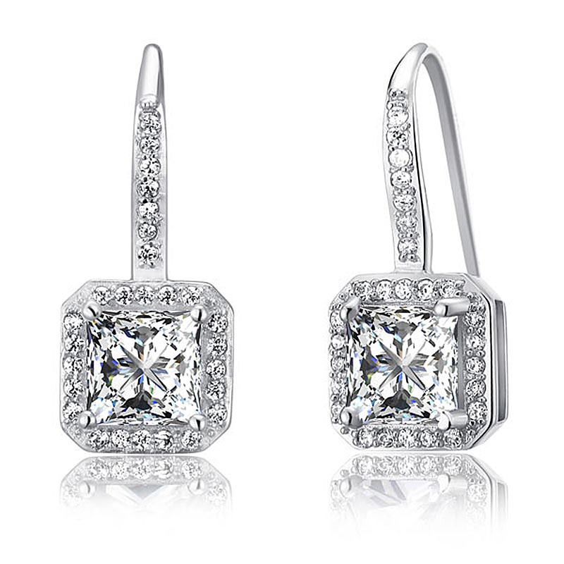 1.5 Carat Simulated Diamond 925 Sterling Silver Dangle Earrings | SelinJewels