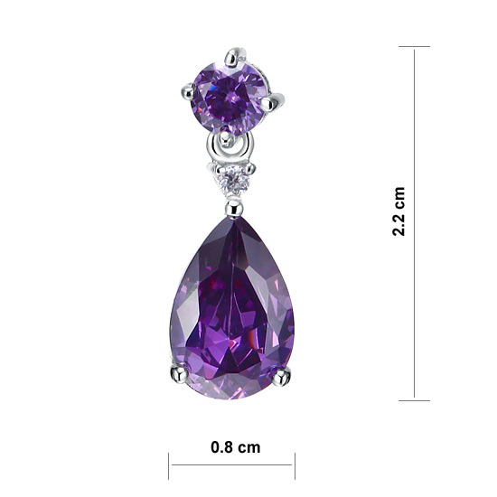 3 Carat Pear Cut Simulated Purple Sapphire 925 Sterling Silver Dangle Earrings - View 4 | SelinJewels
