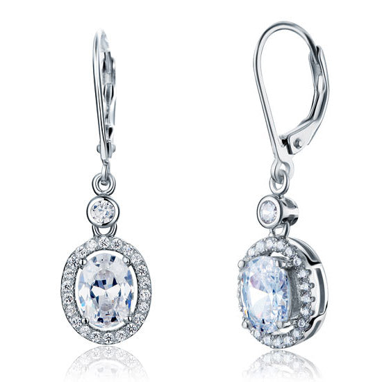1.5 Carat Oval Cut Simulated Diamond 925 Sterling Silver Dangle Earrings | SelinJewels