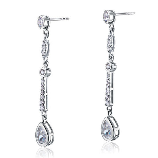 Pear Cut Simulated Diamond 925 Sterling Silver Dangle Earrings - View 5 | SelinJewels