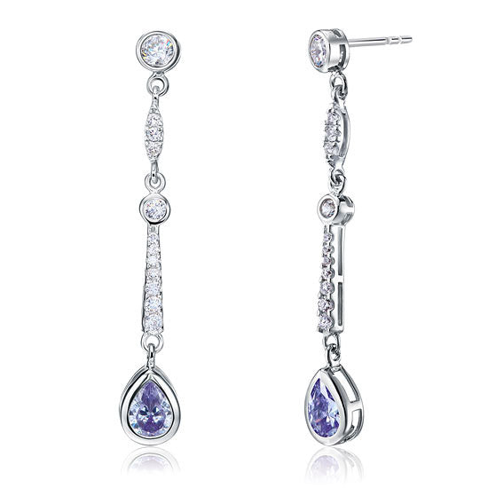 Purple Simulated Sapphire 925 Sterling Silver Dangle Earrings | SelinJewels