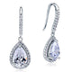 2 Carat Simulated Pear Cut Diamond Dangle Drop Sterling 925 Silver Earrings