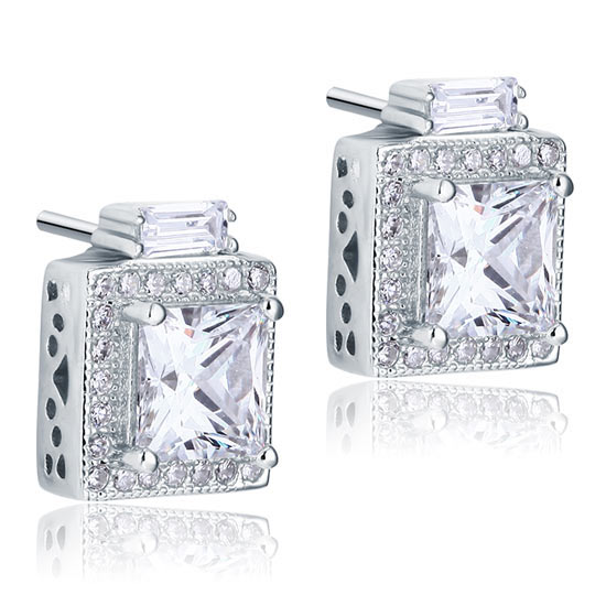 2 Carat Simulated Diamond Vintage Style Stud 925 Sterling Silver Earrings - View 4 | SelinJewels