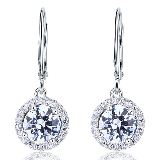 Simulated Diamond Dangle Drop Sterling 925 Silver Earrings - View 2 | SelinJewels