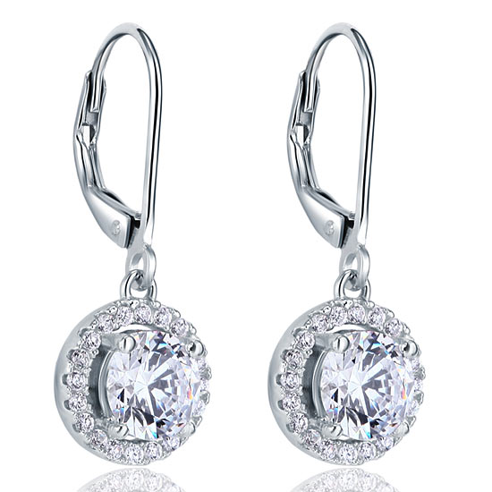 Simulated Diamond Dangle Drop Sterling 925 Silver Earrings - View 3 | SelinJewels