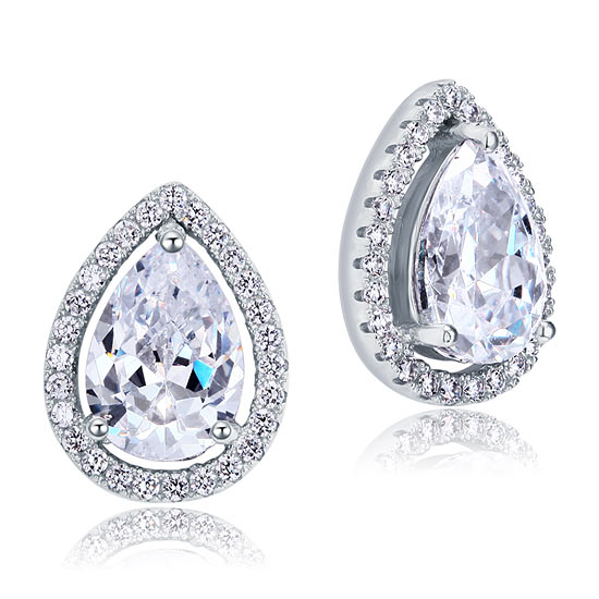 4 Carat Pear Cut Simulated Diamond Stud 925 Sterling Silver Earrings | SelinJewels