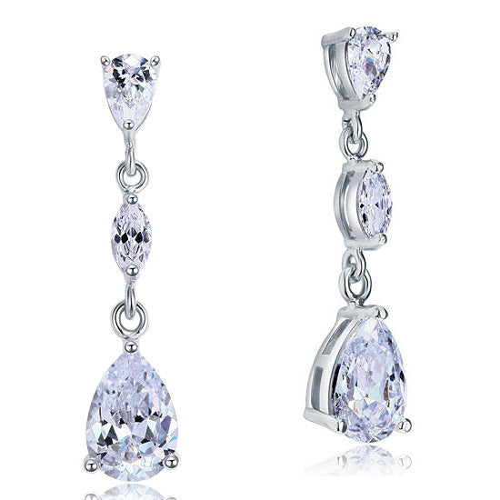 2 Carat Simulated Pear Cut Diamond Dangle Drop Sterling 925 Silver Earrings | SelinJewels