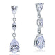 2 Carat Simulated Pear Cut Diamond Dangle Drop Sterling 925 Silver Earrings