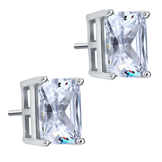 4 Carat Simulated Diamond Stud 925 Sterling Silver Earrings - View 2 | SelinJewels
