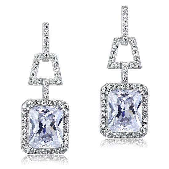 4 Carat Simulated Diamond 925 Sterling Silver Dangle Earrings - View 2 | SelinJewels