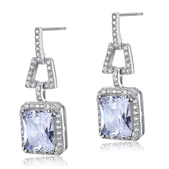 4 Carat Simulated Diamond 925 Sterling Silver Dangle Earrings - View 3 | SelinJewels