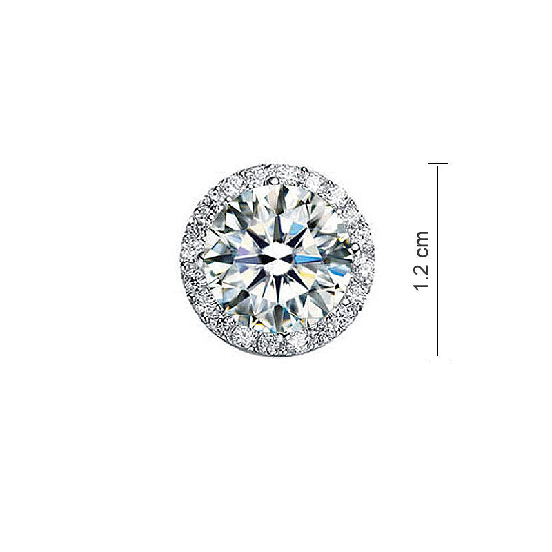 2 Carat Round Cut Simulated Diamond Halo Stud 925 Sterling Silver Earrings - View 4 | SelinJewels