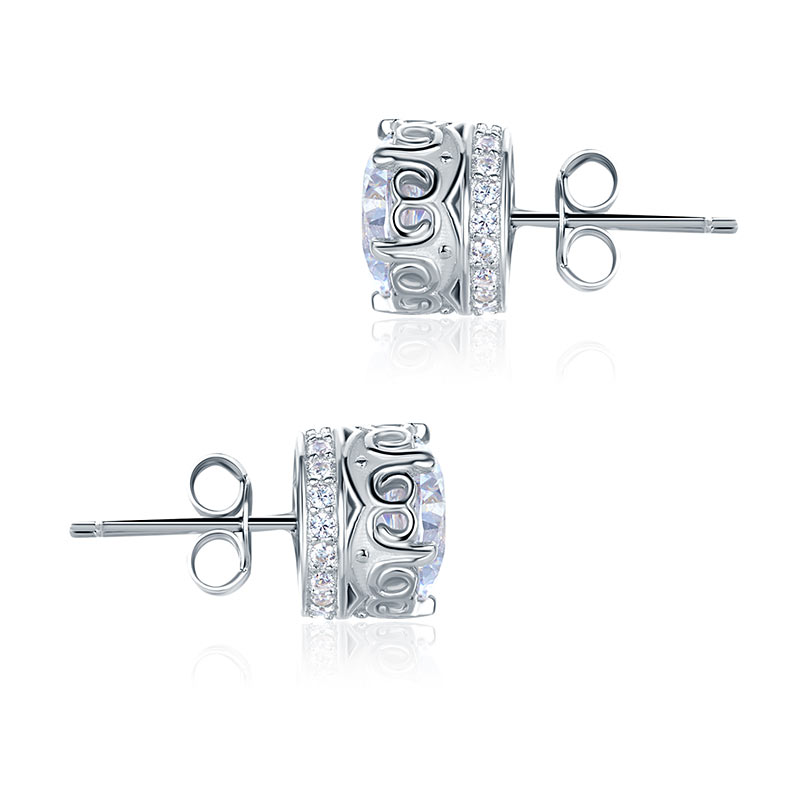 1.5 Carat Vintage Style Stud 925 Sterling Silver Earrings - View 3 | SelinJewels