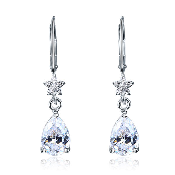 2 Carat 925 Sterling Silver Dangle Bridal Wedding Bridesmaid Earrings - View 3 | SelinJewels