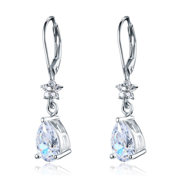 2 Carat 925 Sterling Silver Dangle Bridal Wedding Bridesmaid Earrings - View 4 | SelinJewels