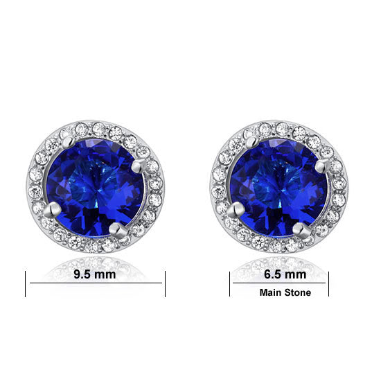 Navy Blue Simulated Sapphire Stud Earrings 925 Sterling Silver Jewelry - View 4 | SelinJewels