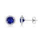 Navy Blue Simulated Sapphire Stud Earrings 925 Sterling Silver Jewelry