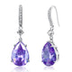 Purple Pear Simulated Sapphire 925 Sterling Silver Dangle Hook Earrings