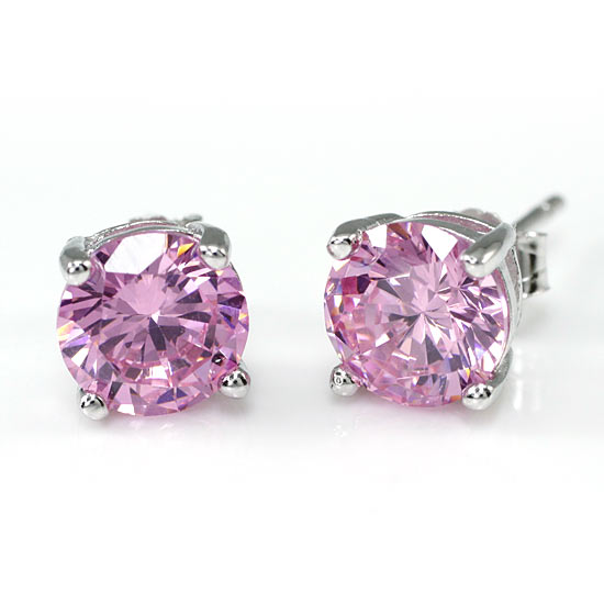 1 Carat Pink Simulated Sapphire 925 Sterling Silver Stud Earrings | SelinJewels