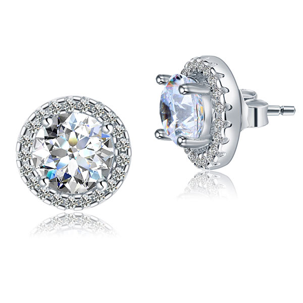 2.5 Carat Halo Removable Stud Earrings 925 Sterling Silver - View 3 | SelinJewels