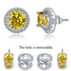 2.5 Carat Round Fancy Yellow Halo (Removable) Stud 925 Sterling Silver Earrings