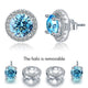 2.5 Carat Round Blue Halo (Removable) Stud 925 Sterling Silver Earrings Jewelry