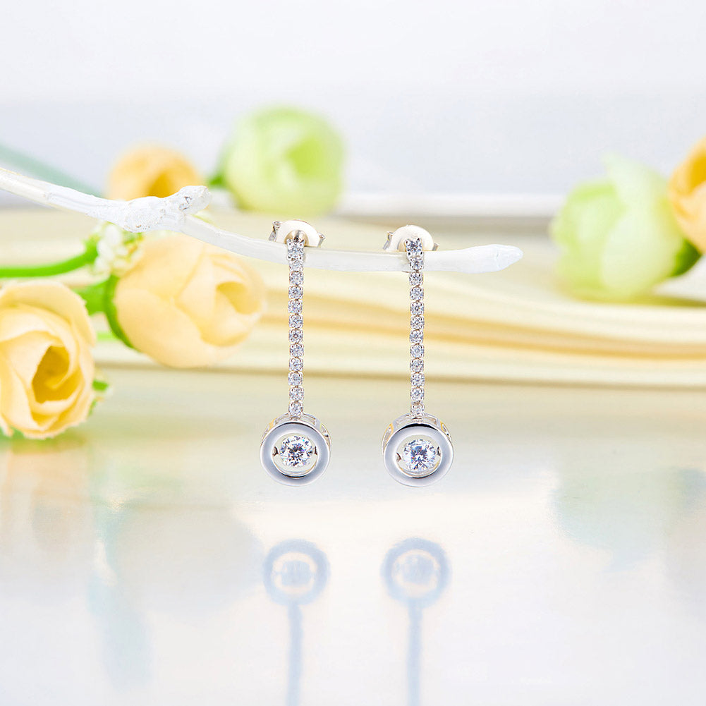 Dancing Stone Earrings Dangle Drop 925 Sterling Silver - View 4 | SelinJewels