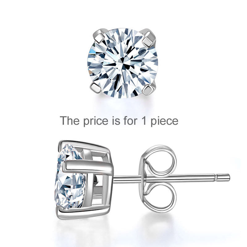 0.5 Carat Moissanite Diamond Unisex Stud Earring in 925 Sterling Silver - Everyday Jewelry | SelinJewels