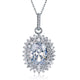 6 Carat Oval Cut Simulated Diamond Sterling 925 Silver Flower Pendant Necklace