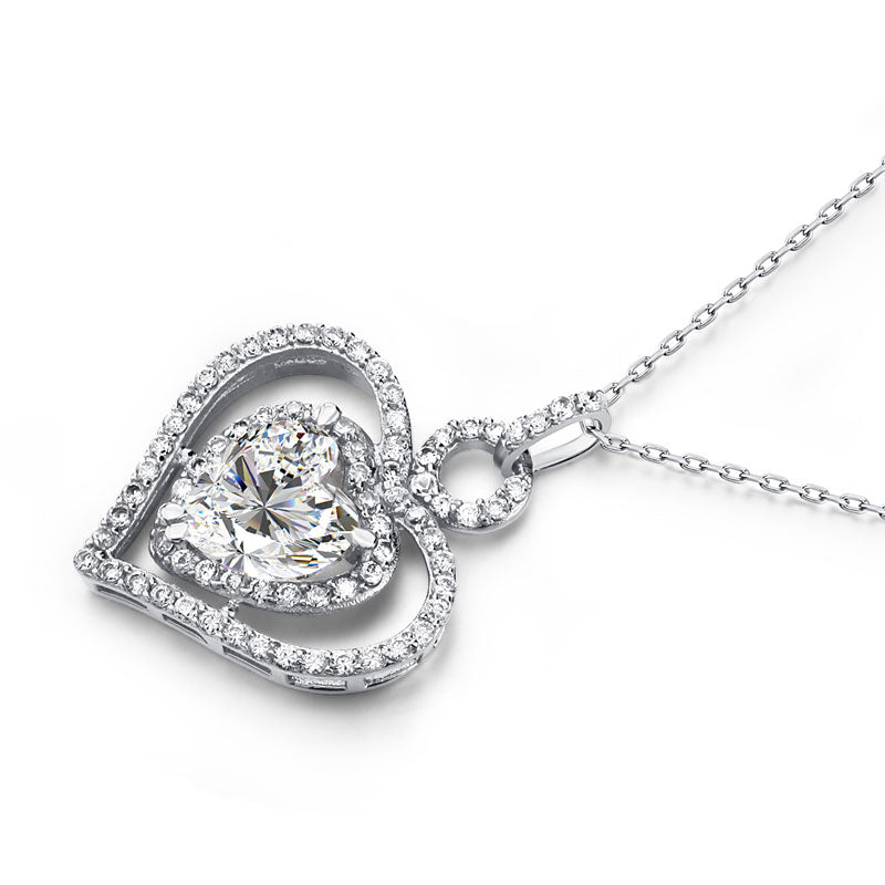 3 Carat Simulated Diamond Heart Pendant Necklace - View 2 | SelinJewels