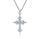 925 Sterling Silver Cross Pendant Necklace Round Cut Simulated Diamond Jewelry