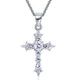 Round Cut Simulated Diamond 925 Sterling Silver Cross Pendant Necklace