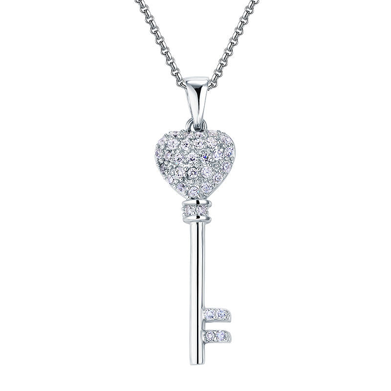 Love Key Cross Pendant Necklace 925 Sterling Silver | SelinJewels
