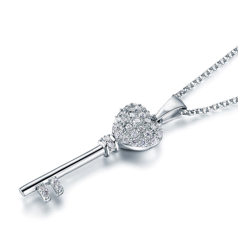 Love Key Cross Pendant Necklace - View 3 | SelinJewels
