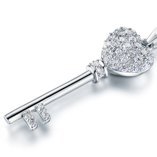 Love Key Cross Pendant Necklace - View 4 | SelinJewels