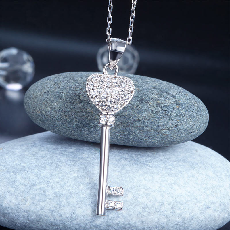 Love Key Cross Pendant Necklace - View 5 | SelinJewels