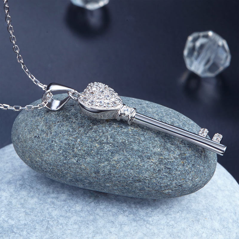 Love Key Cross Pendant Necklace - View 6 | SelinJewels