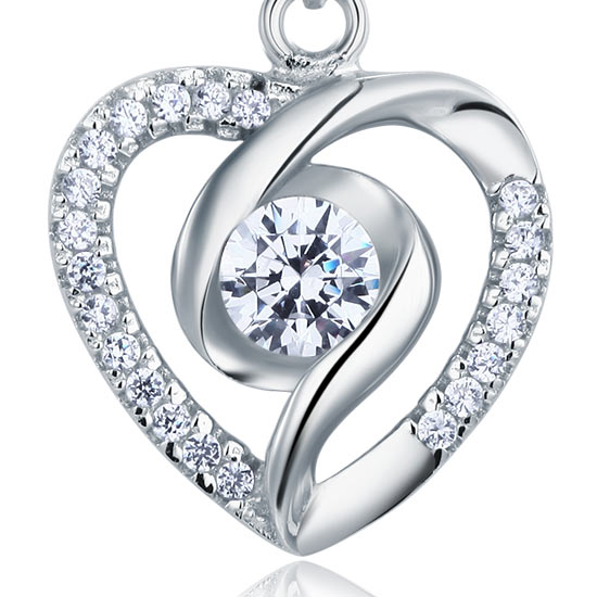 Simulated Diamond Heart Pendant Necklace - View 4 | SelinJewels