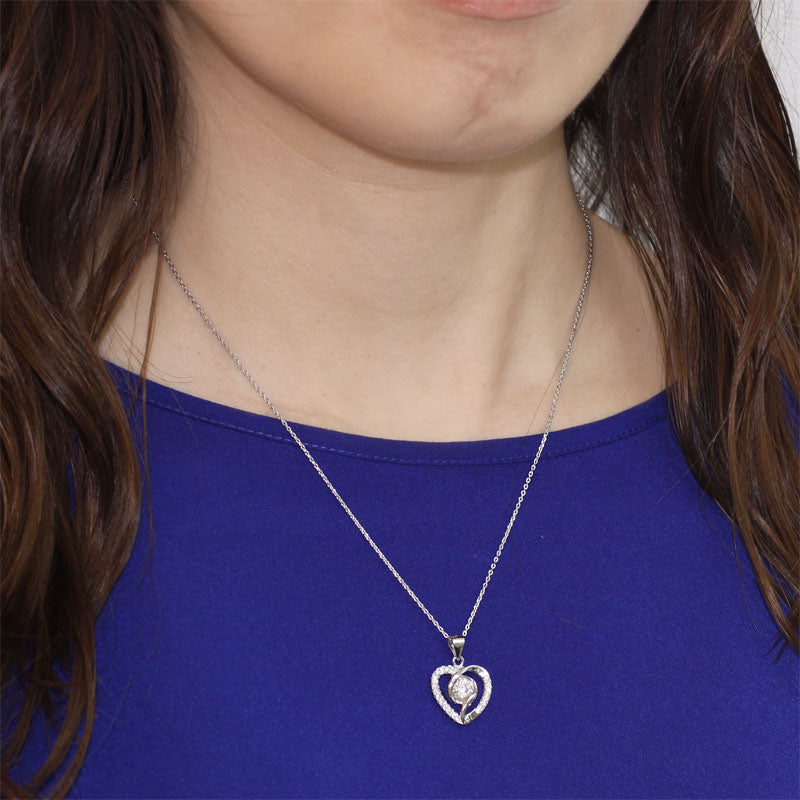 Simulated Diamond Heart Pendant Necklace - View 5 | SelinJewels