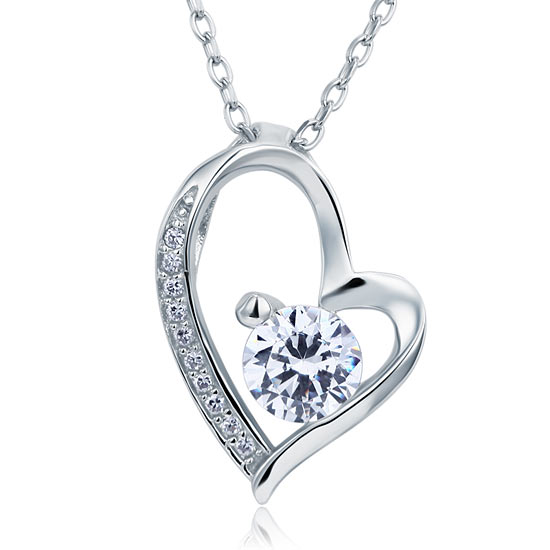 1 Carat Simulated Diamond Heart Pendant Necklace 925 Sterling Silver | SelinJewels